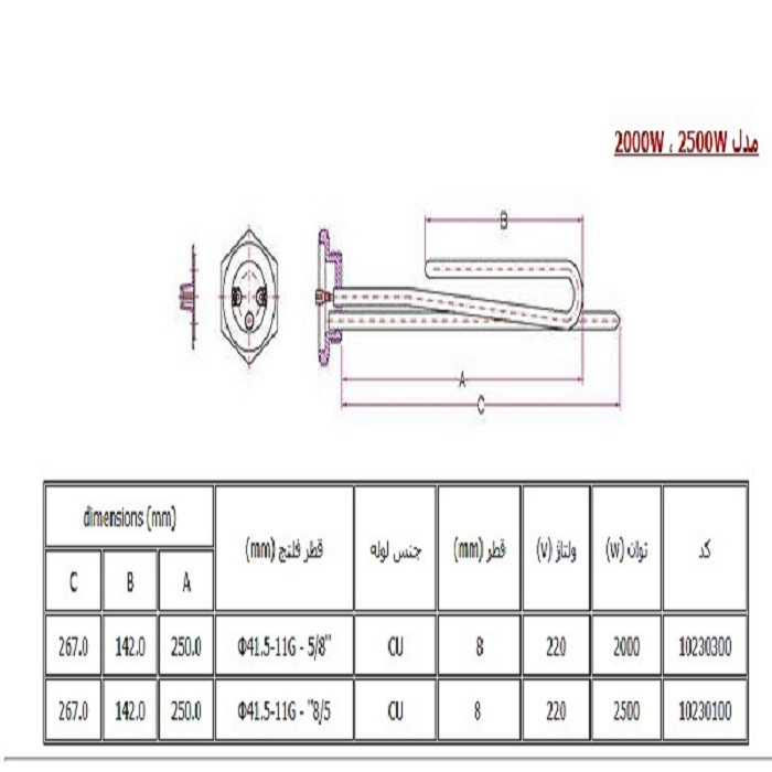 المنت آبگرمکن مدل 2000w با ترموستات جنس عالی